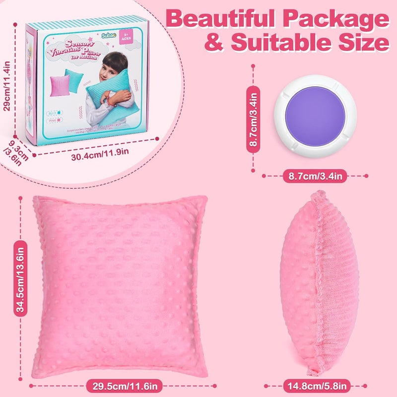 Subao 12" Vibrating Sensory Toddler Pillow with Two Textures, Sensory Toys for Kids with Autism, Birthday Xmas Gifts for Ages 4-10, Pink - Image 5